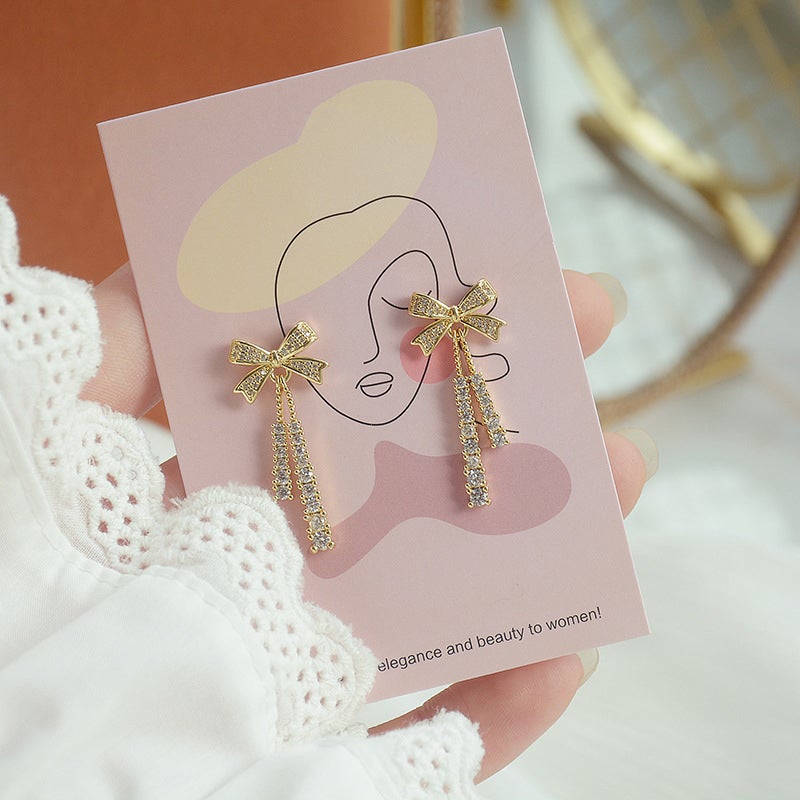 Boucles d'Oreilles en Diamant avec Nœud Français