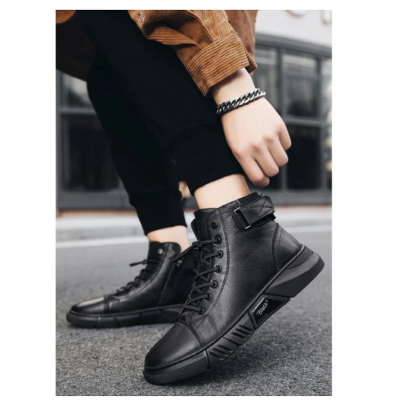 Bottes En Cuir Chaudes Noires