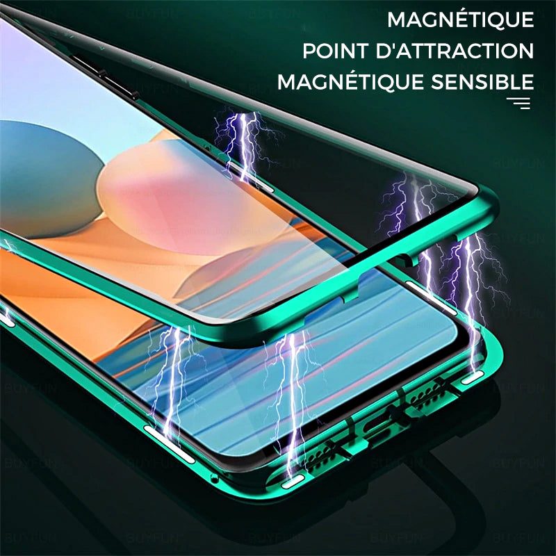 Étui de téléphone double face en verre trempé magnétique Samsung