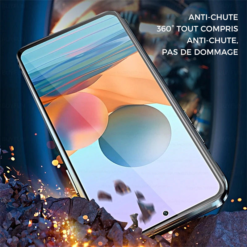 Étui de téléphone double face en verre trempé magnétique Samsung