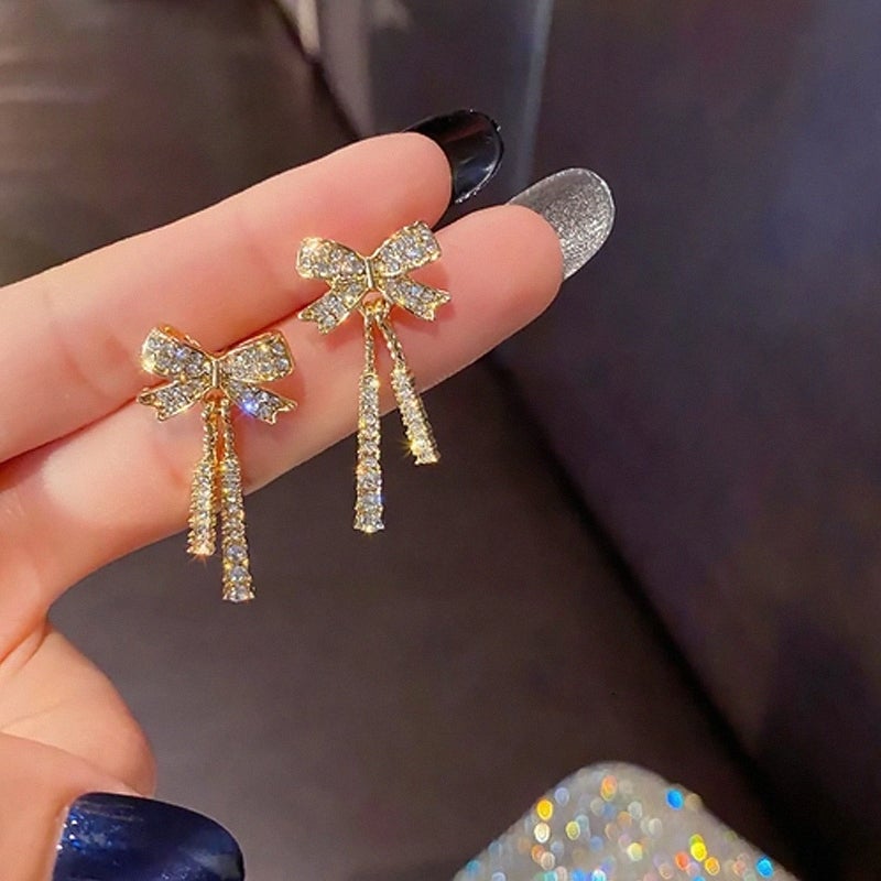 Boucles d'Oreilles en Diamant avec Nœud Français