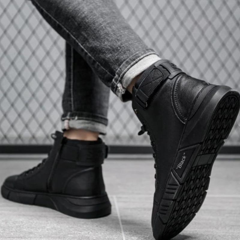 Bottes En Cuir Chaudes Noires