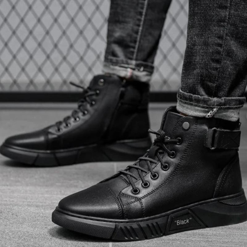 Bottes En Cuir Chaudes Noires