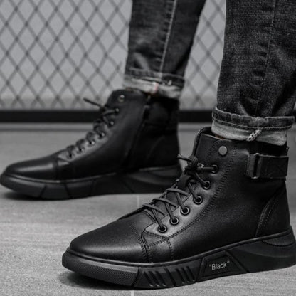 Bottes En Cuir Chaudes Noires