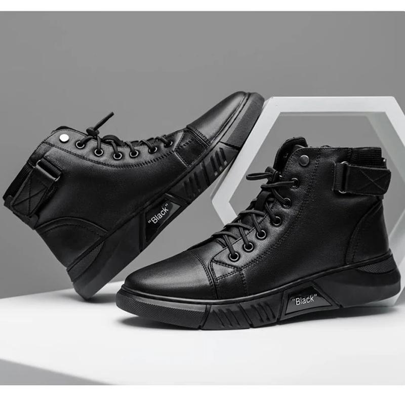 Bottes En Cuir Chaudes Noires