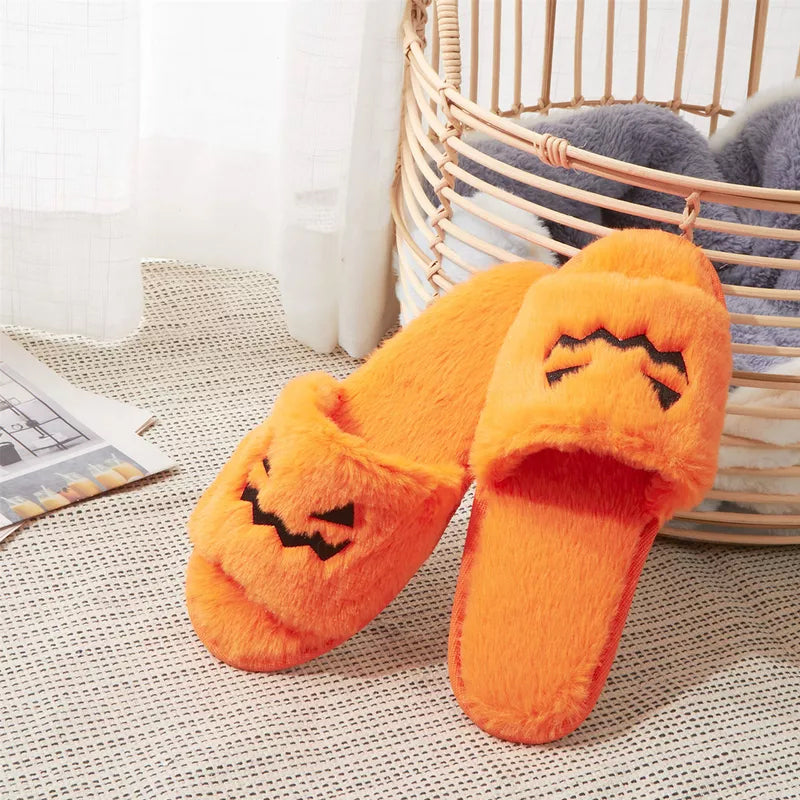 Chaussons d'Halloween Visage de Citrouille