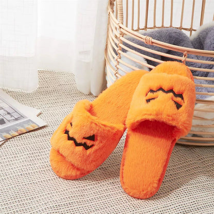 Chaussons d'Halloween Visage de Citrouille