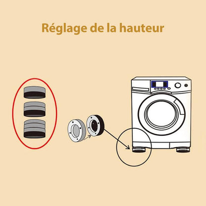 Pieds de machine à laver antidérapants et antibruit