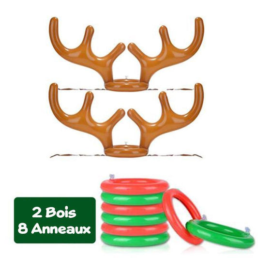 Jeu de Lancer de Bagues en Bois de Renne de Noël