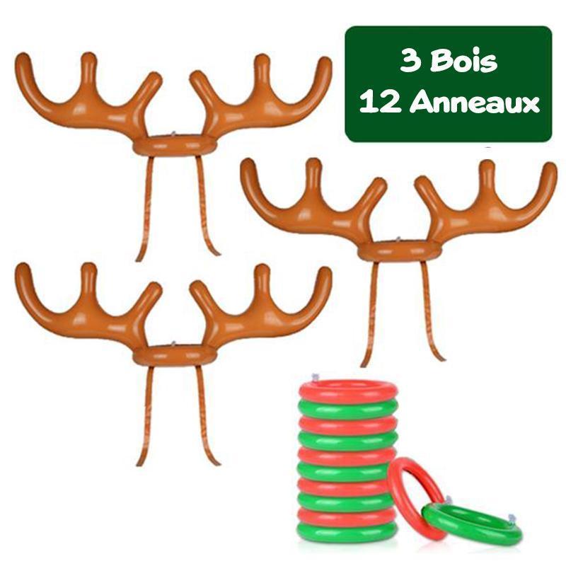 Jeu de Lancer de Bagues en Bois de Renne de Noël