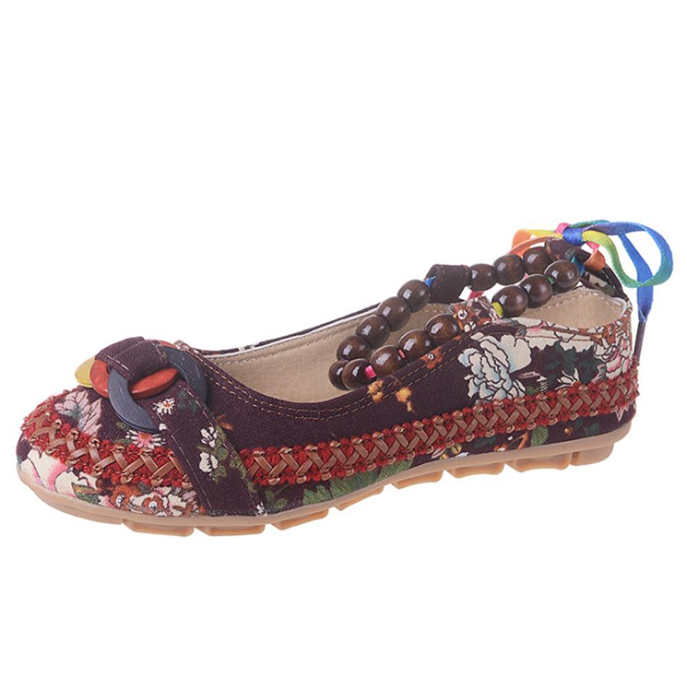 Chaussures Rondes Brodées De Perles