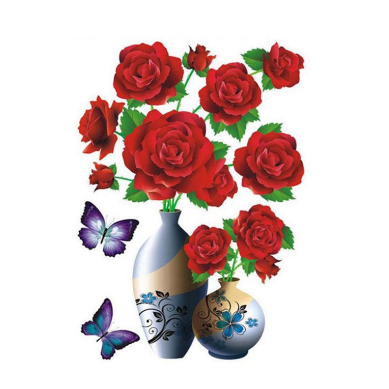 Vase à Fleurs en 3D Sticker Mural Auto-adhésifs