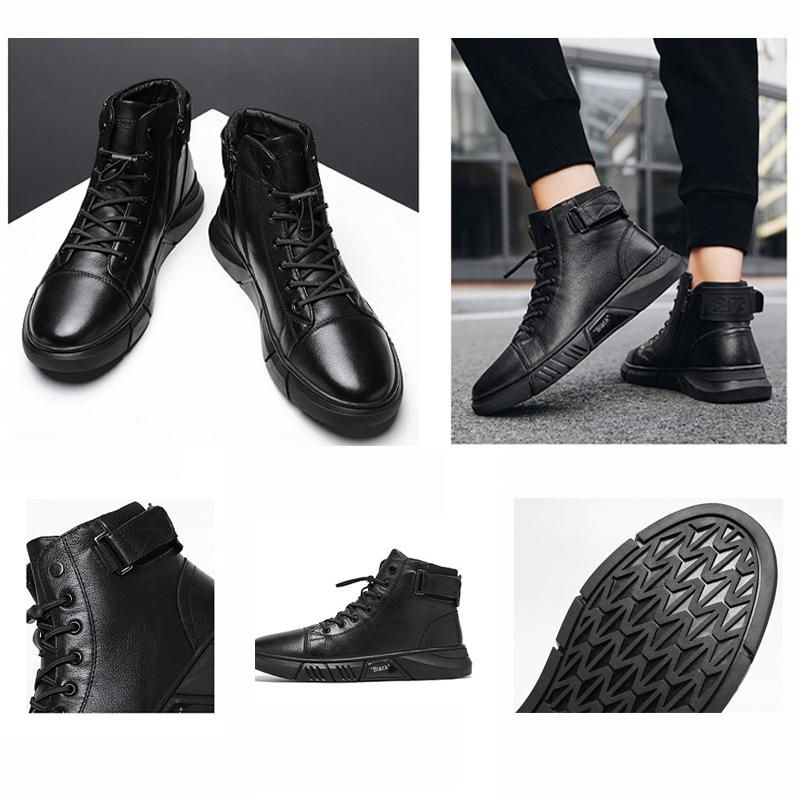 Bottes En Cuir Chaudes Noires