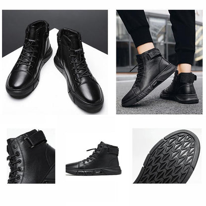 Bottes En Cuir Chaudes Noires