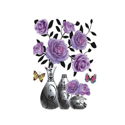 Vase à Fleurs en 3D Sticker Mural Auto-adhésifs