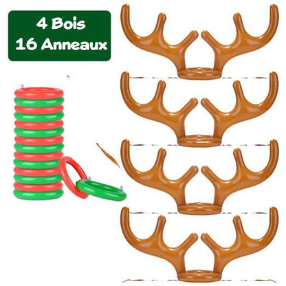 Jeu de Lancer de Bagues en Bois de Renne de Noël