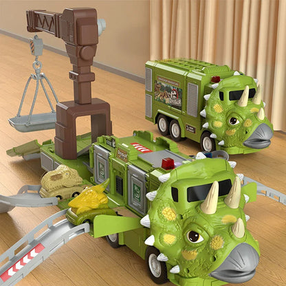 🦖Nouvel Ensemble de Jouets de Piste de Camion d’Ingénierie Transformant les Dinosaures