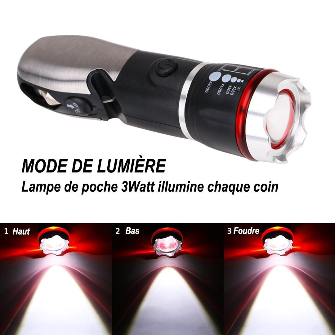 Lampe de poche à LED à outils multiples d'urgence