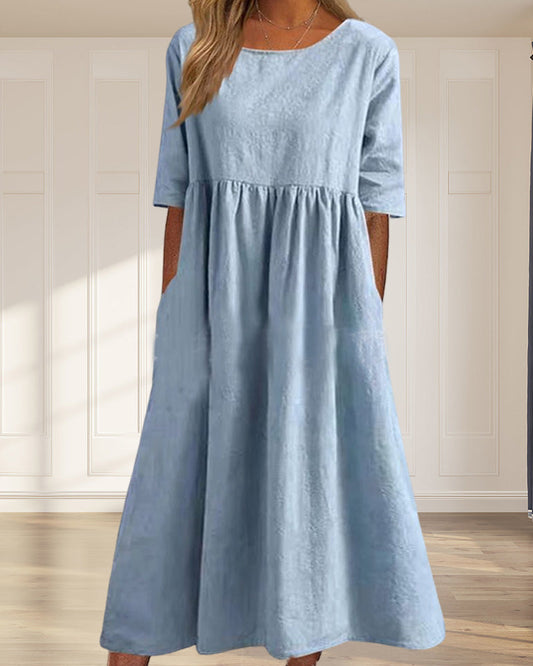 Robe unie en coton lin