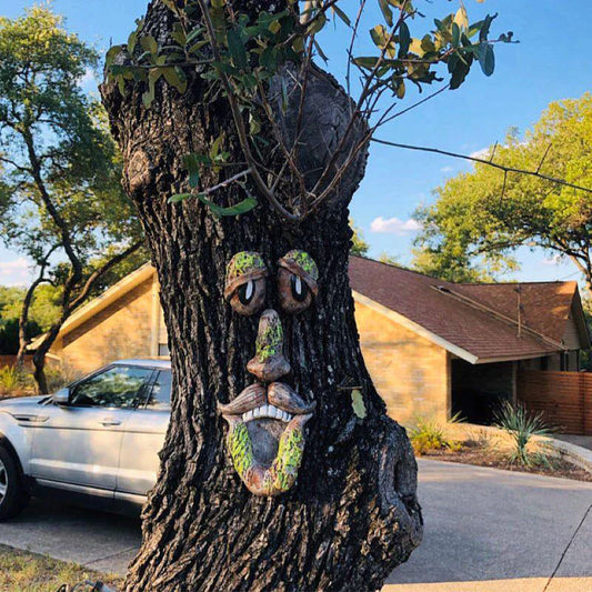 Décoration Extérieure de Visage d'Arbre