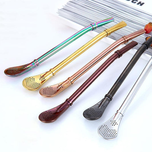Cuillère à café paille en acier inoxydable