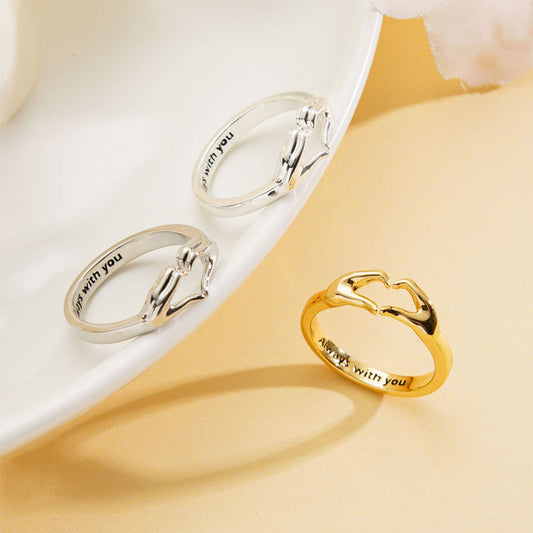 Bague de Couple de Mains Étreintes Aimantes