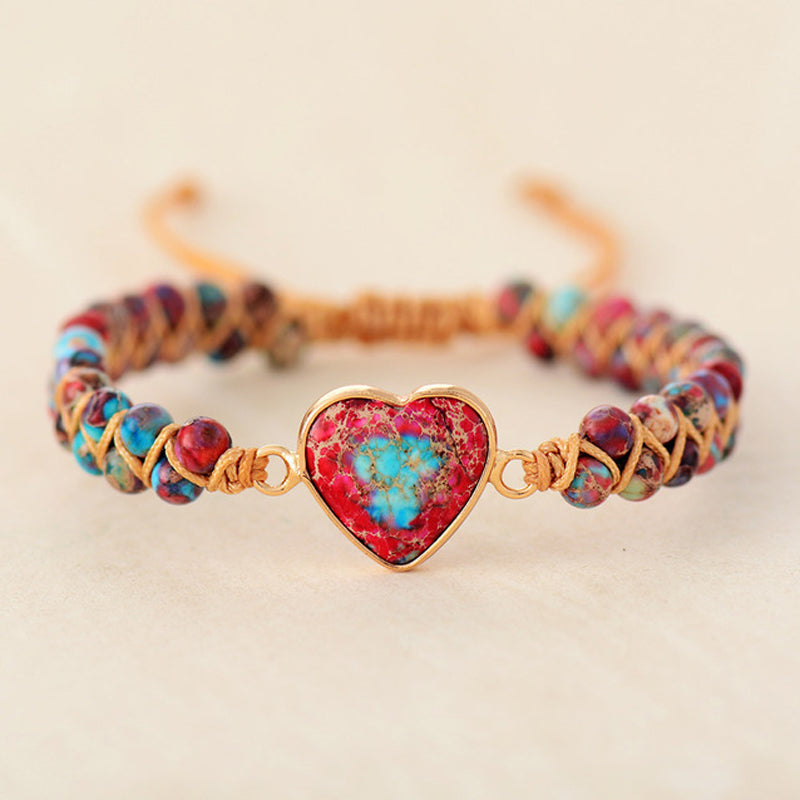 💓À ma petite-fille Love You Forever Jasper Heart Bracelet🎁