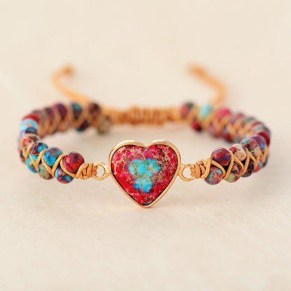 💓À ma petite-fille Love You Forever Jasper Heart Bracelet🎁