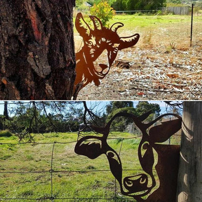 Décoration en Métal de Chèvre / Vache Voyante