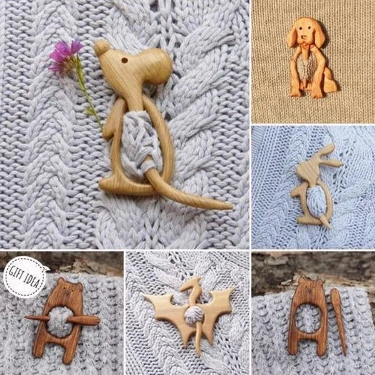 🔥Broche Broche avec Motif Animal en Bois