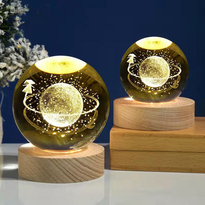 Veilleuse boule de cristal rougeoyante