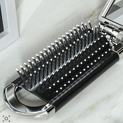 Brosse à cheveux miroir pliant de voyage
