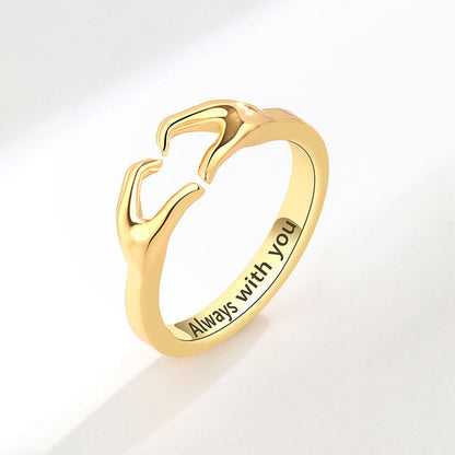 Bague de Couple de Mains Étreintes Aimantes