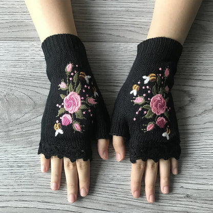 Gants chauds brodés