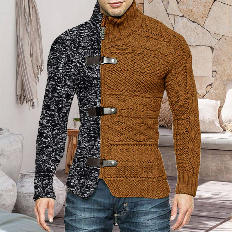Cardigan en Tricot à Boutons En Cuir