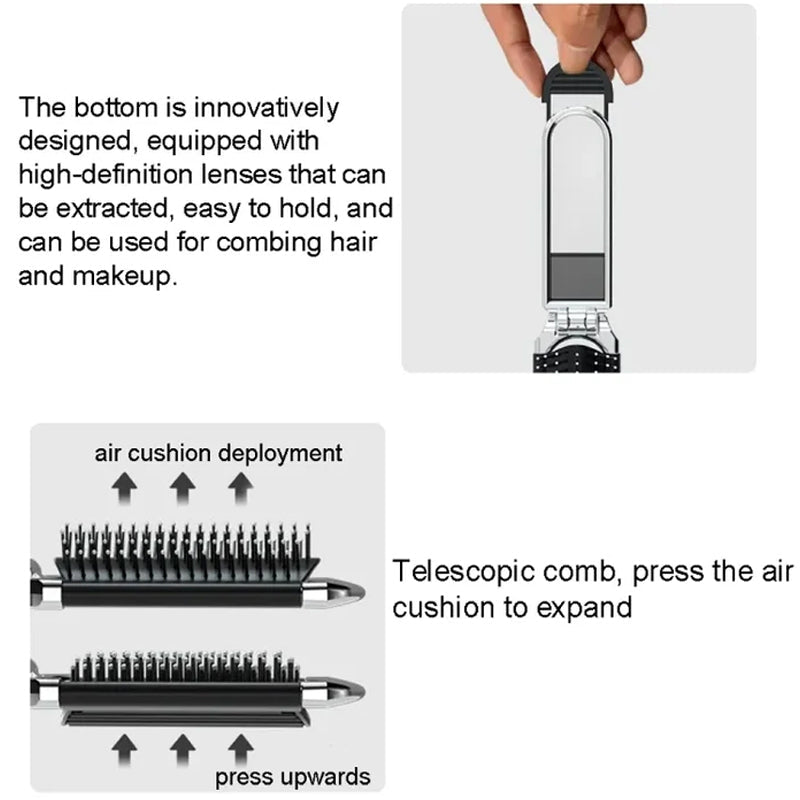 Brosse à cheveux miroir pliant de voyage