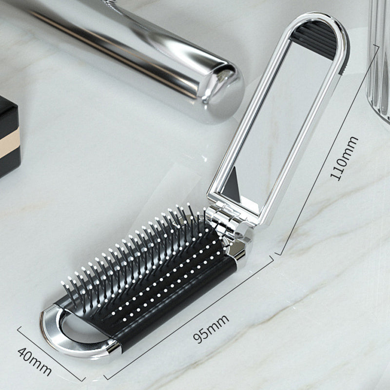 Brosse à cheveux miroir pliant de voyage