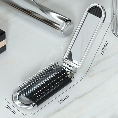 Brosse à cheveux miroir pliant de voyage