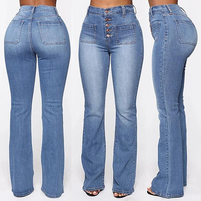 Jean Délavé à Taille Haute pour Femmes
