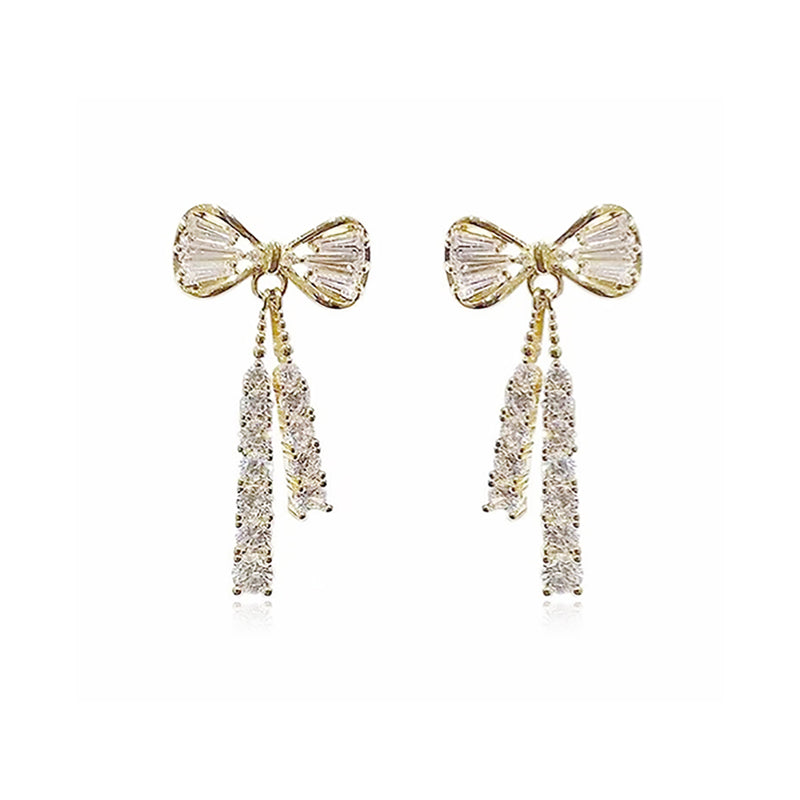 Boucles d'Oreilles en Diamant avec Nœud Français