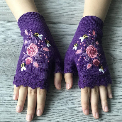 Gants chauds brodés