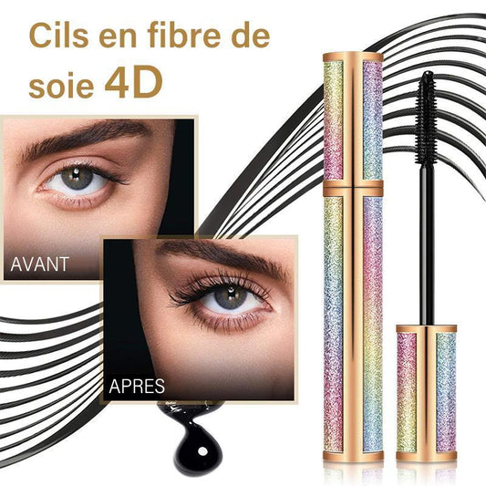 Mascara d'allongement épais en fibre de soie imperméable 4D