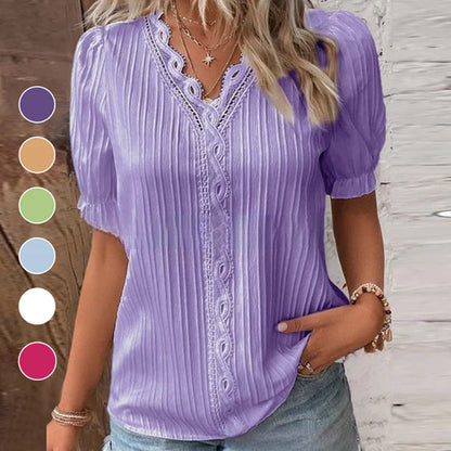 Chemise Elégante en Dentelle à col en V