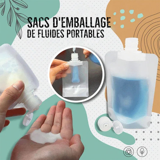 Sac d'emballage de distribution de fluide de voyage portable(10 Pcs）