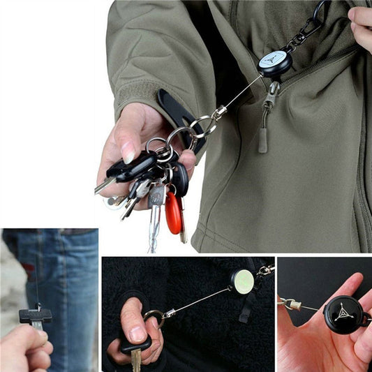 Porte-clés avec Câble Métallique Rétractable