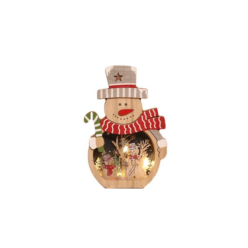 Éclairage d'ornements de Noël en bois à LED