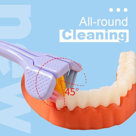 Brosse à dents à trois côtés en forme de V