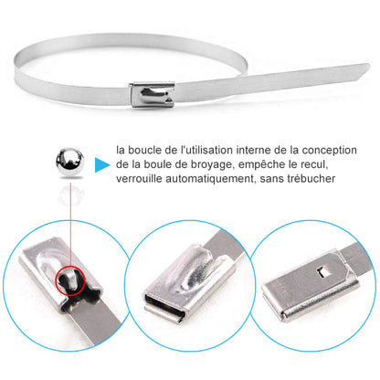 Attaches Etalliques à Fermeture Rapide pour Câbles (100 PCs)