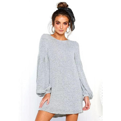 Robe décontractée pour femme pull en tricot à col rond