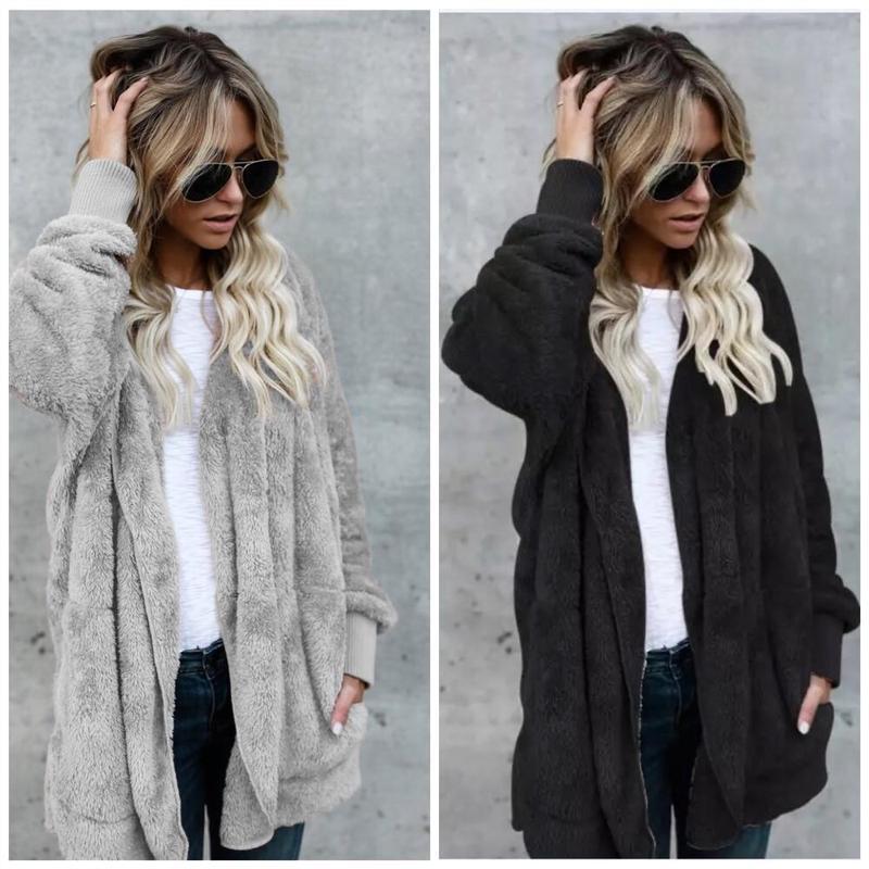 Manteau moelleux à capuche d'hiver pour femme